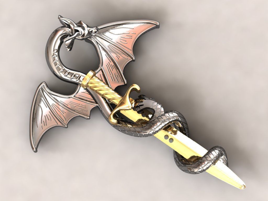 Dragon Warrior pendant necklace 3D print model_2