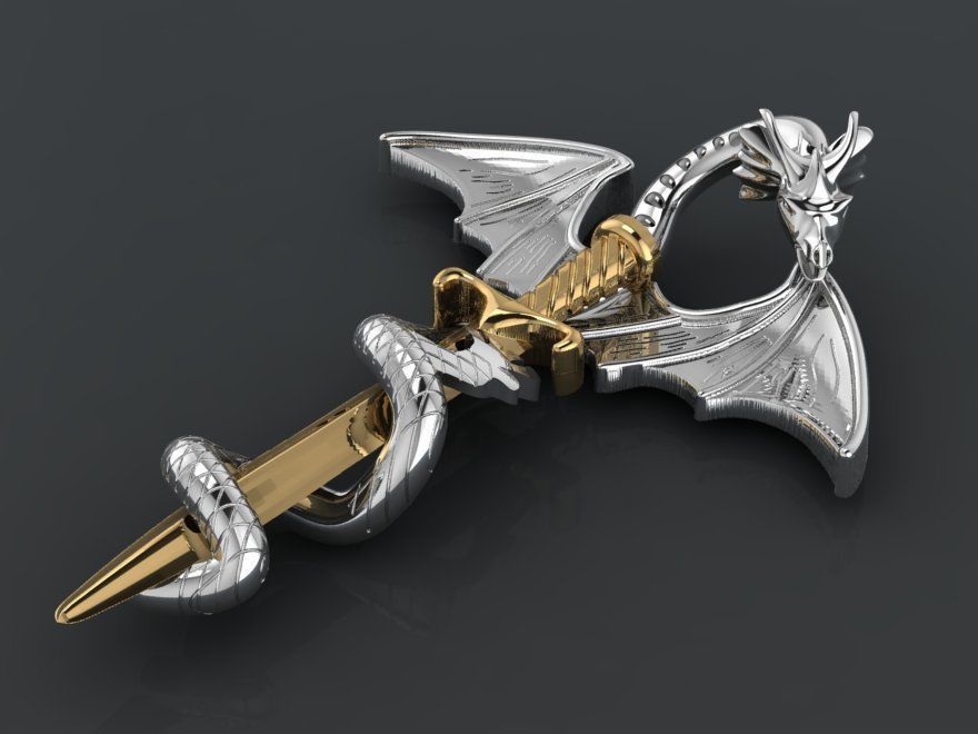 Dragon Warrior pendant necklace 3D print model_13