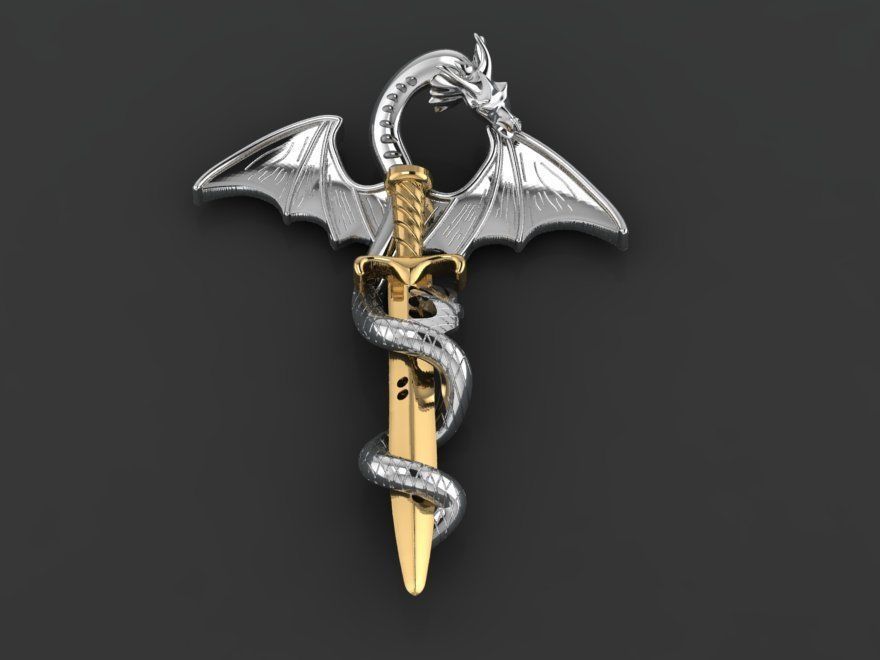 Dragon Warrior pendant necklace 3D print model_1