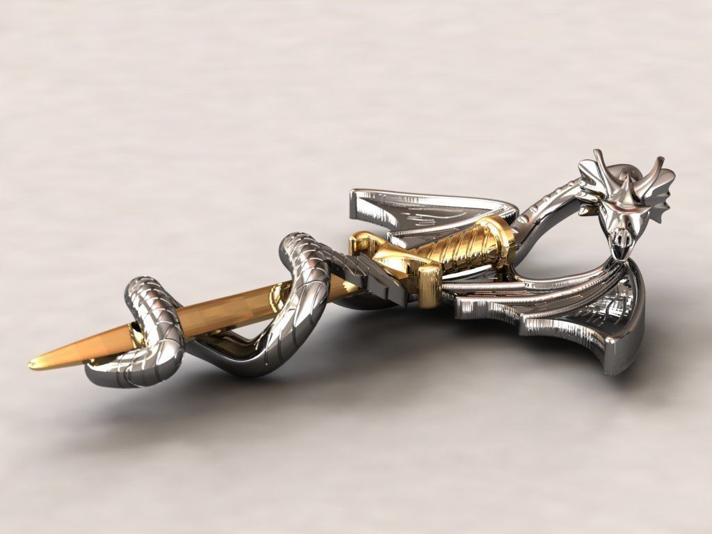 Dragon Warrior pendant necklace 3D print model_12