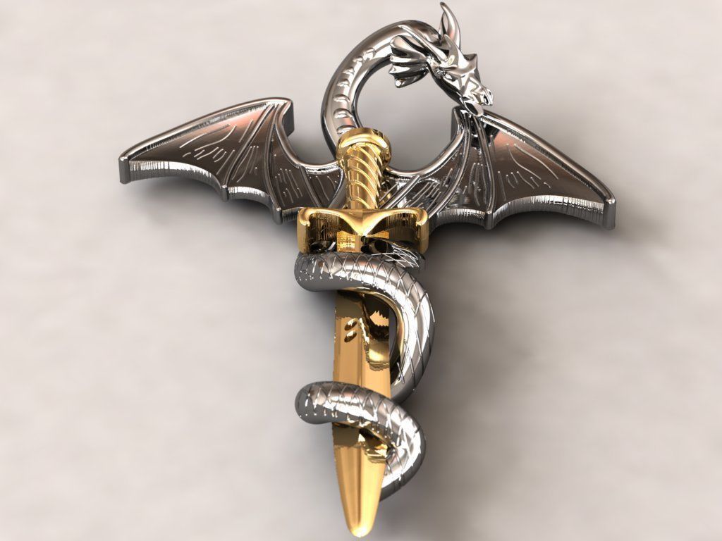 Dragon Warrior pendant necklace 3D print model_5