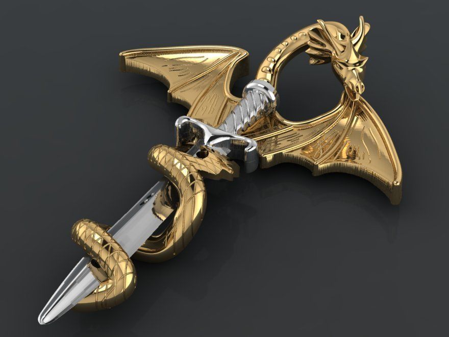 Dragon Warrior pendant necklace 3D print model_4