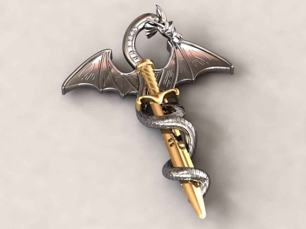 Dragon Warrior pendant necklace 3D print model_9