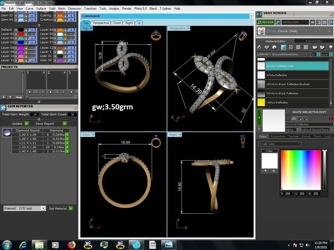 Diamond Ring For Women 3d Print Model 3D print model_3