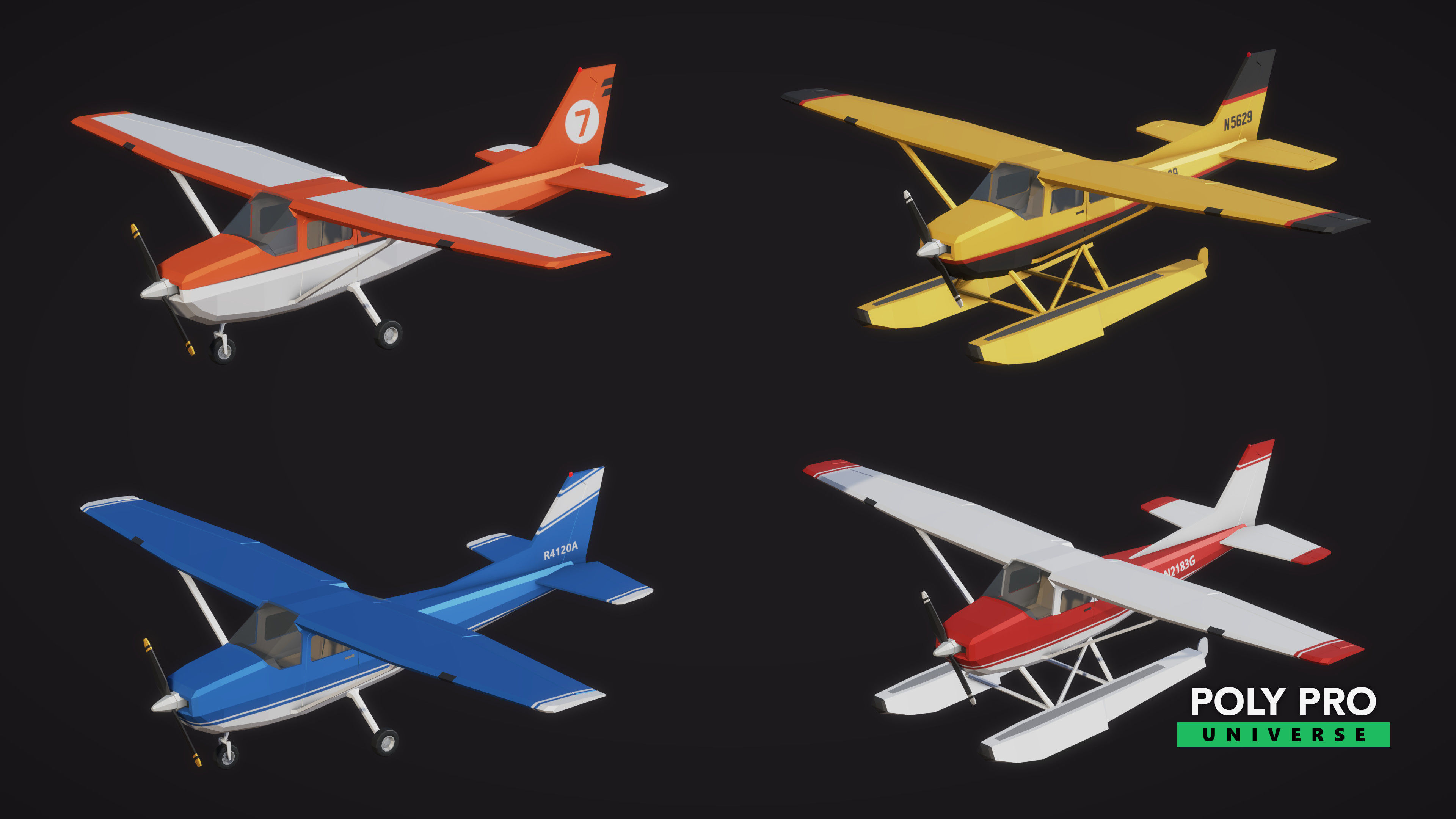 Poly Pro Vehicles Air Low-poly 3D model_3