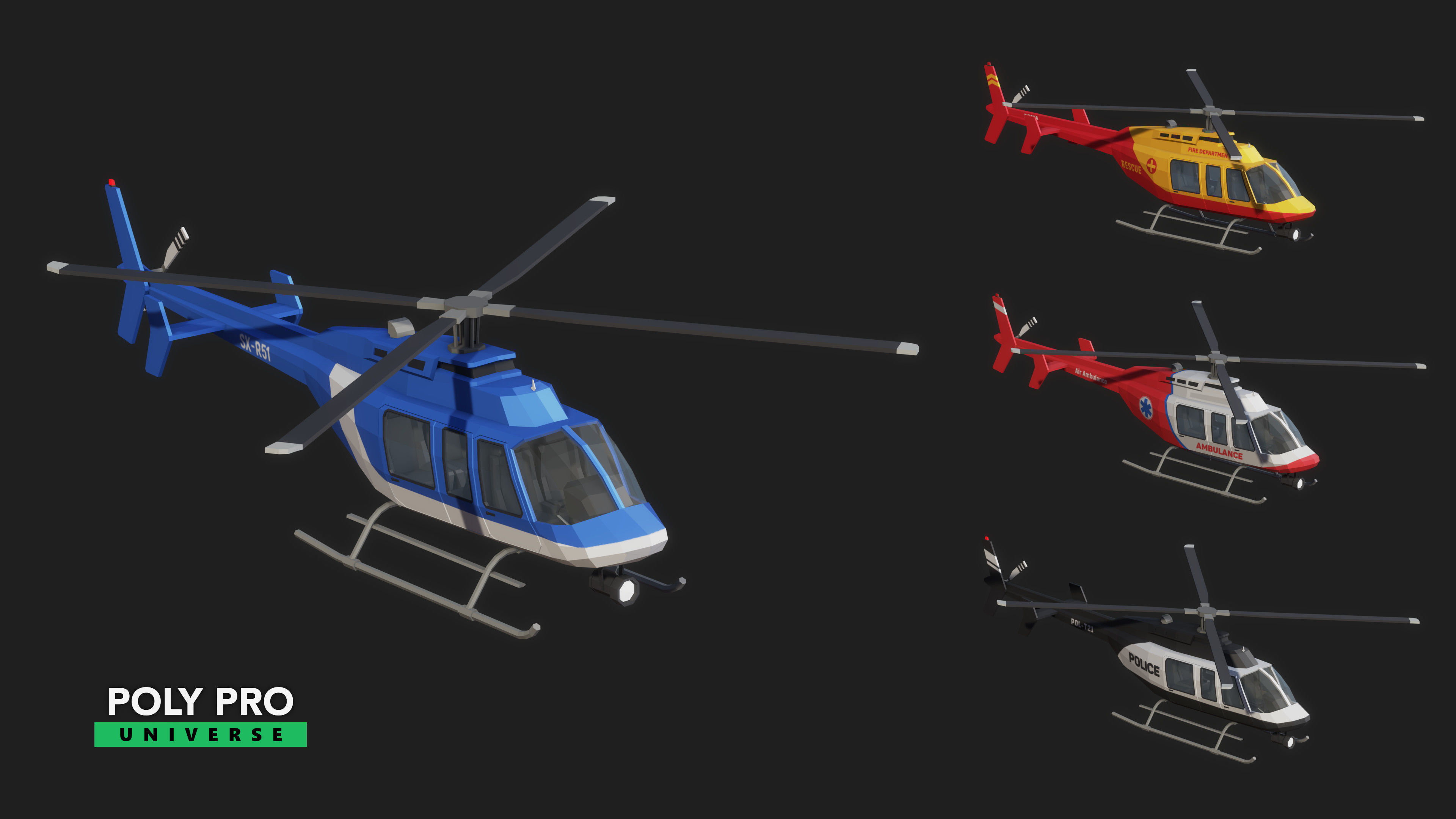 Poly Pro Vehicles Air Low-poly 3D model_2
