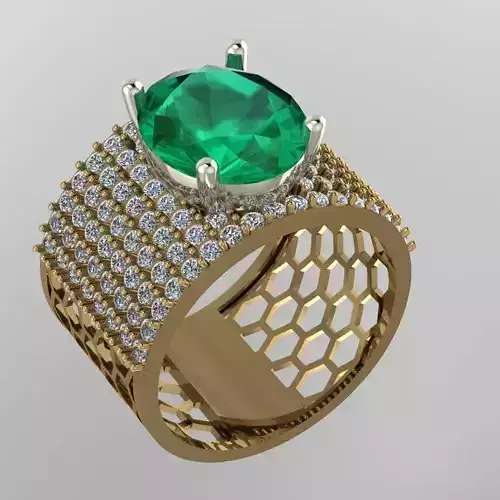 Emerald Diamond Ring Jewellery for Women 3D print model