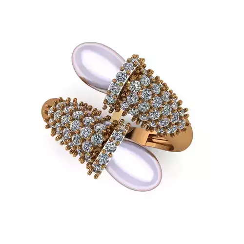 Diamond Ring With Pearls for Women 3D print model