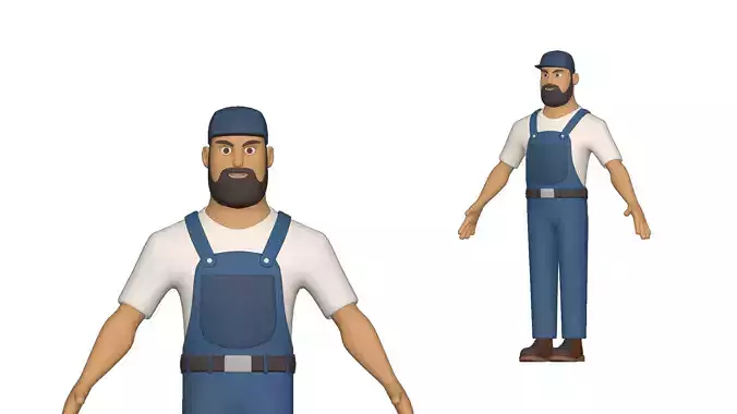 Repair Man Cartoon Character Illustration 3D model 