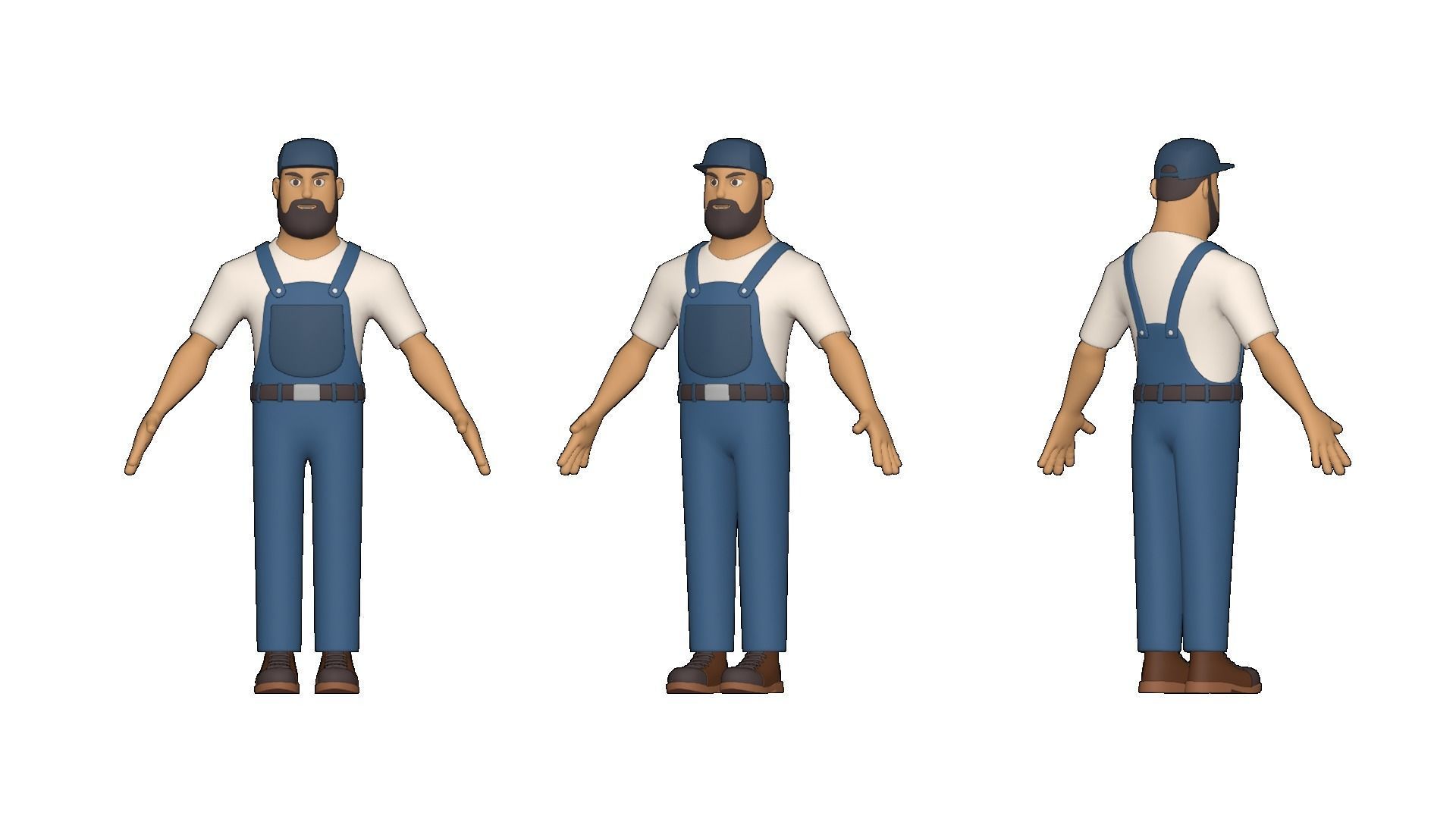 Repair Man Cartoon Character Illustration 3D model 3D model_1