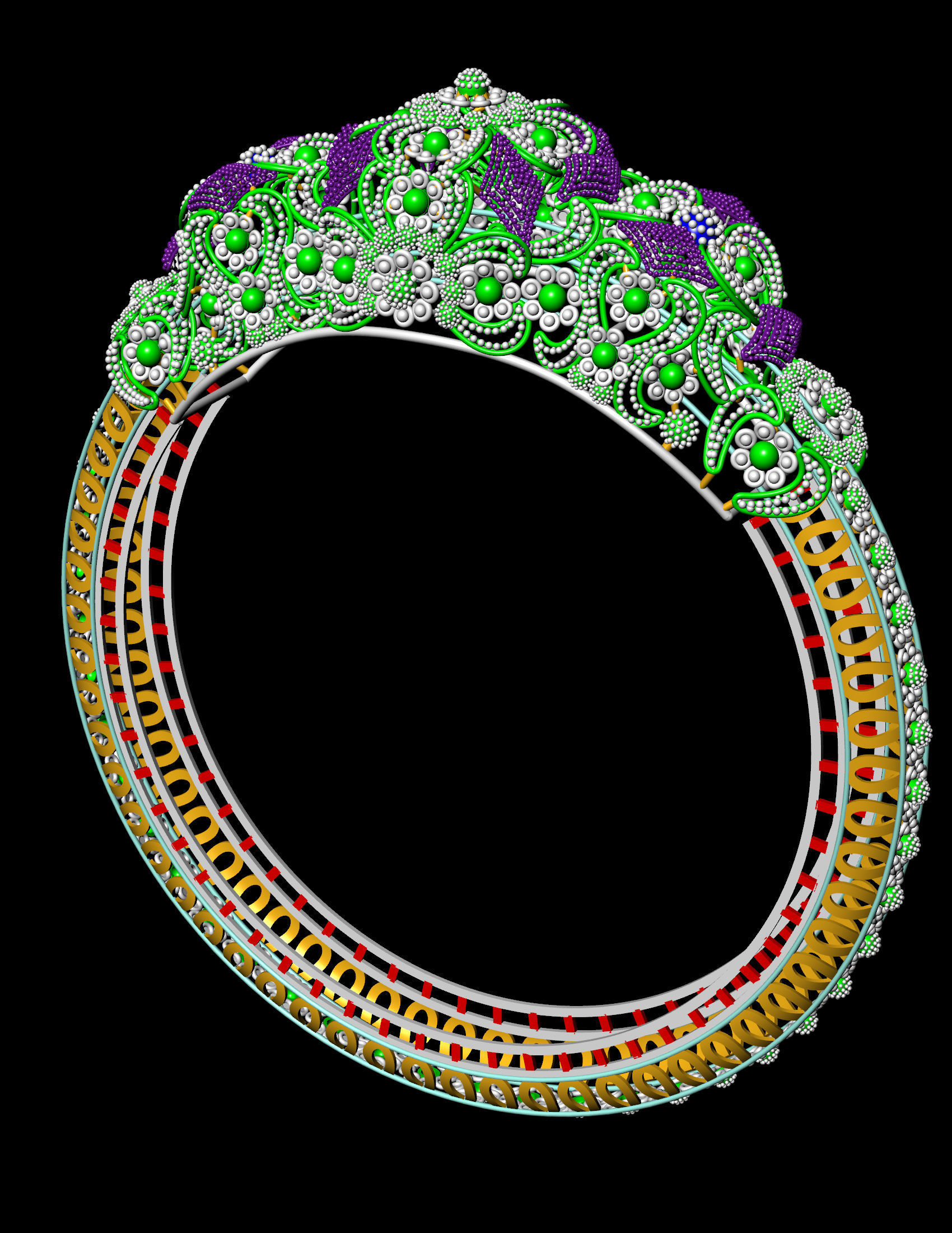 Traditional indian Banle for Women 3D print model 3D print model_10