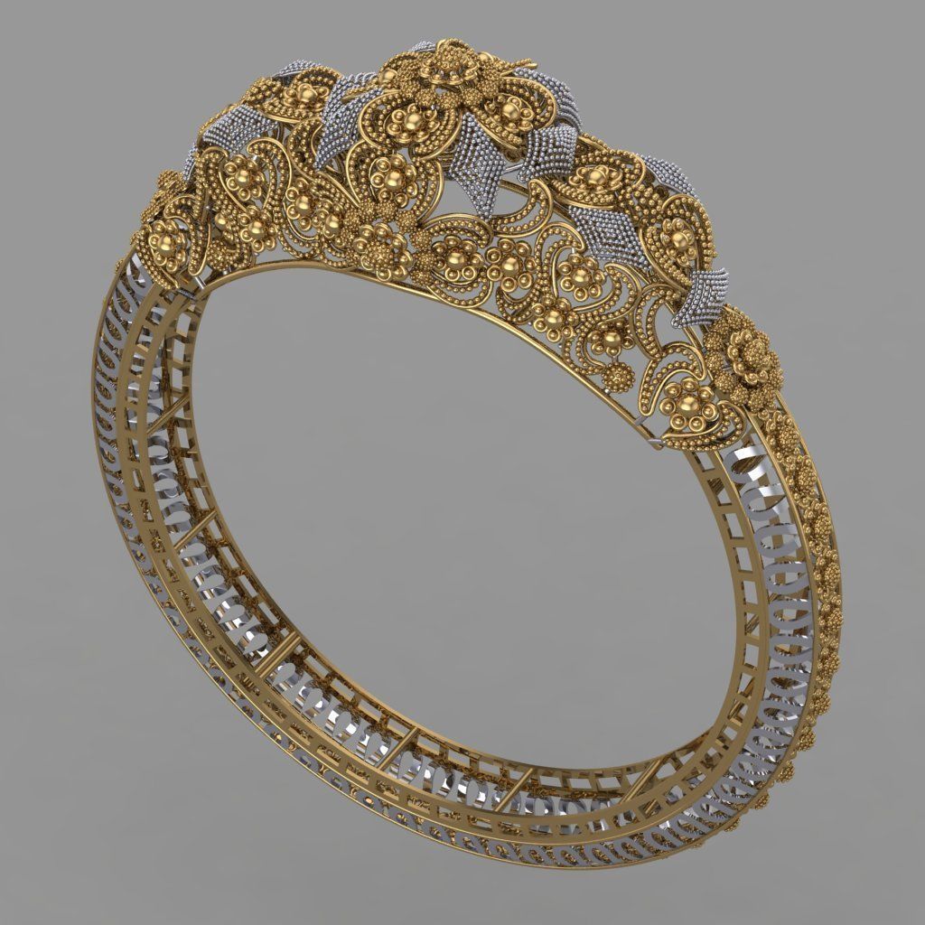 Traditional indian Banle for Women 3D print model 3D print model_2