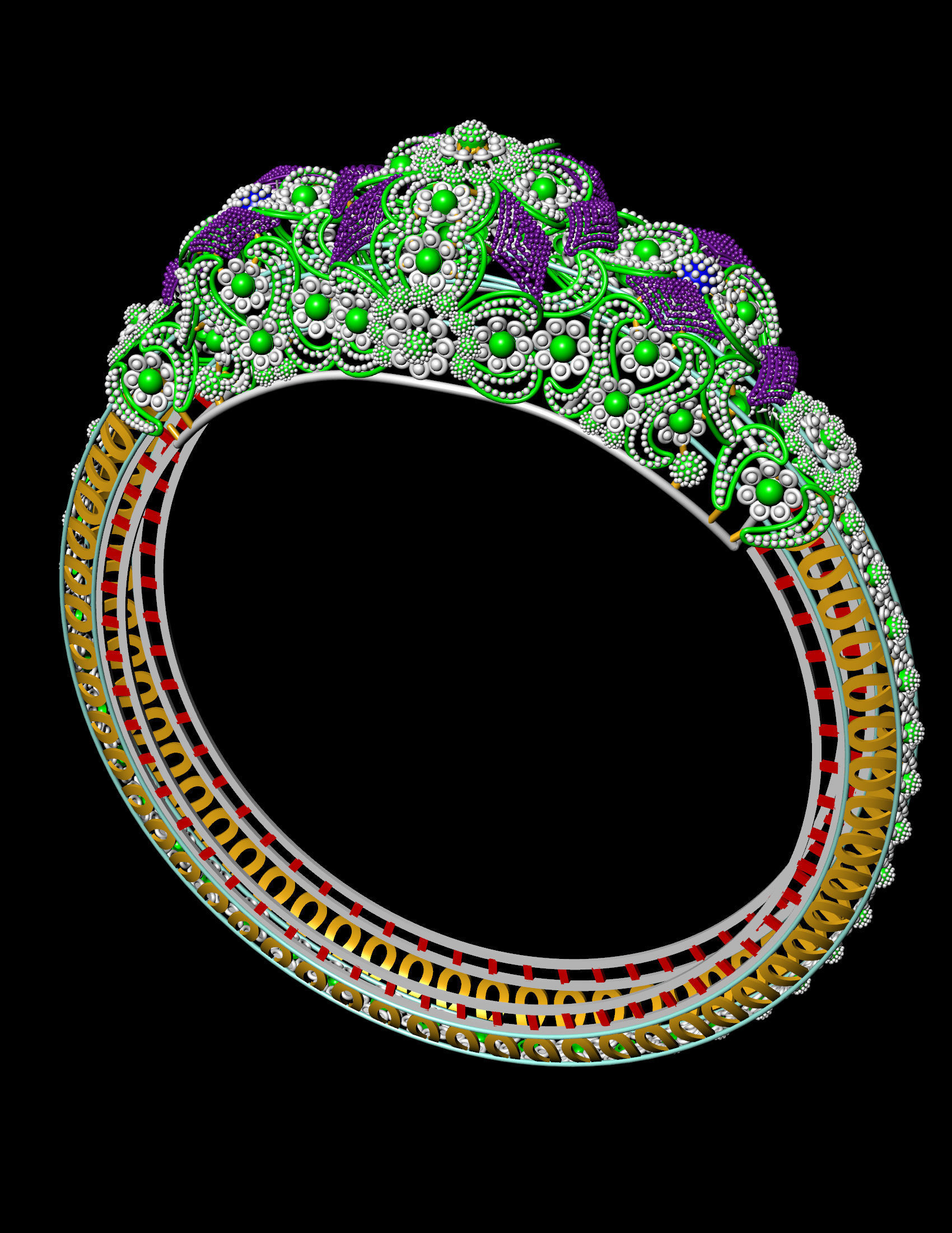 Traditional indian Banle for Women 3D print model 3D print model_7