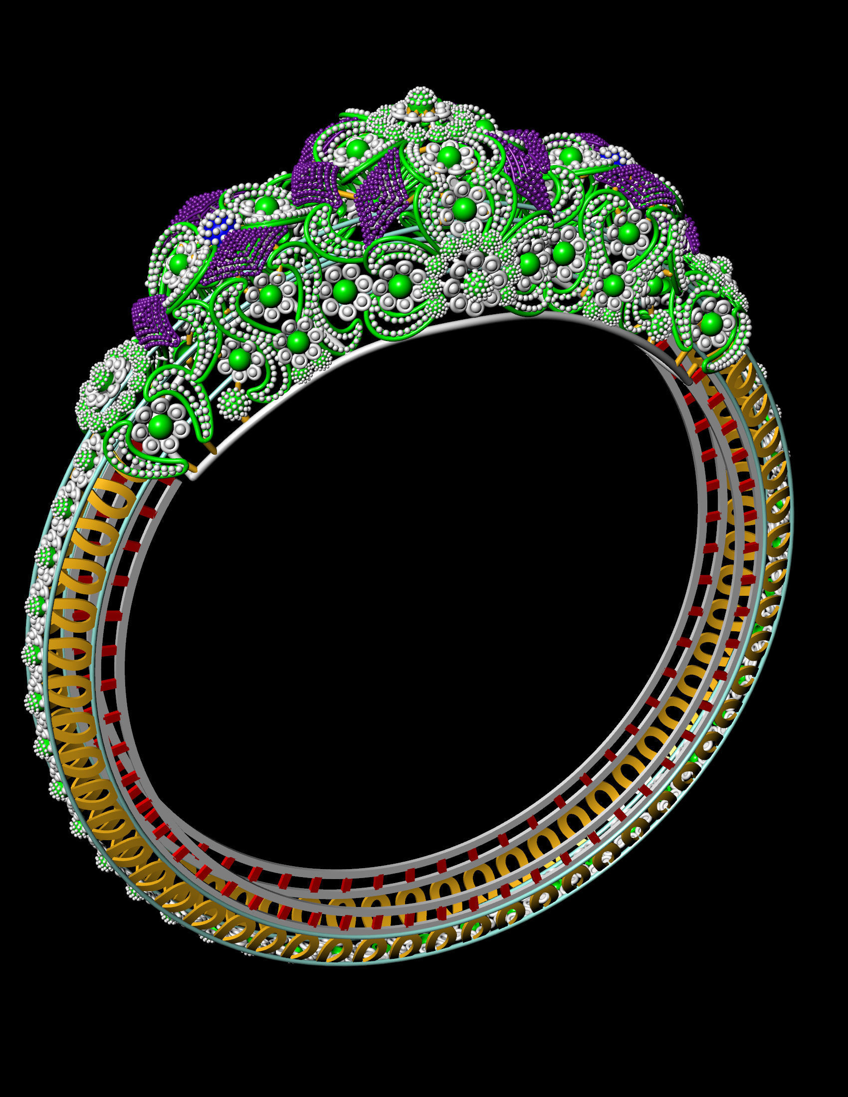 Traditional indian Banle for Women 3D print model 3D print model_9