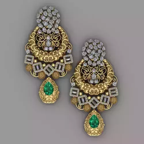 Traditional indian Earring for Women 3D print model