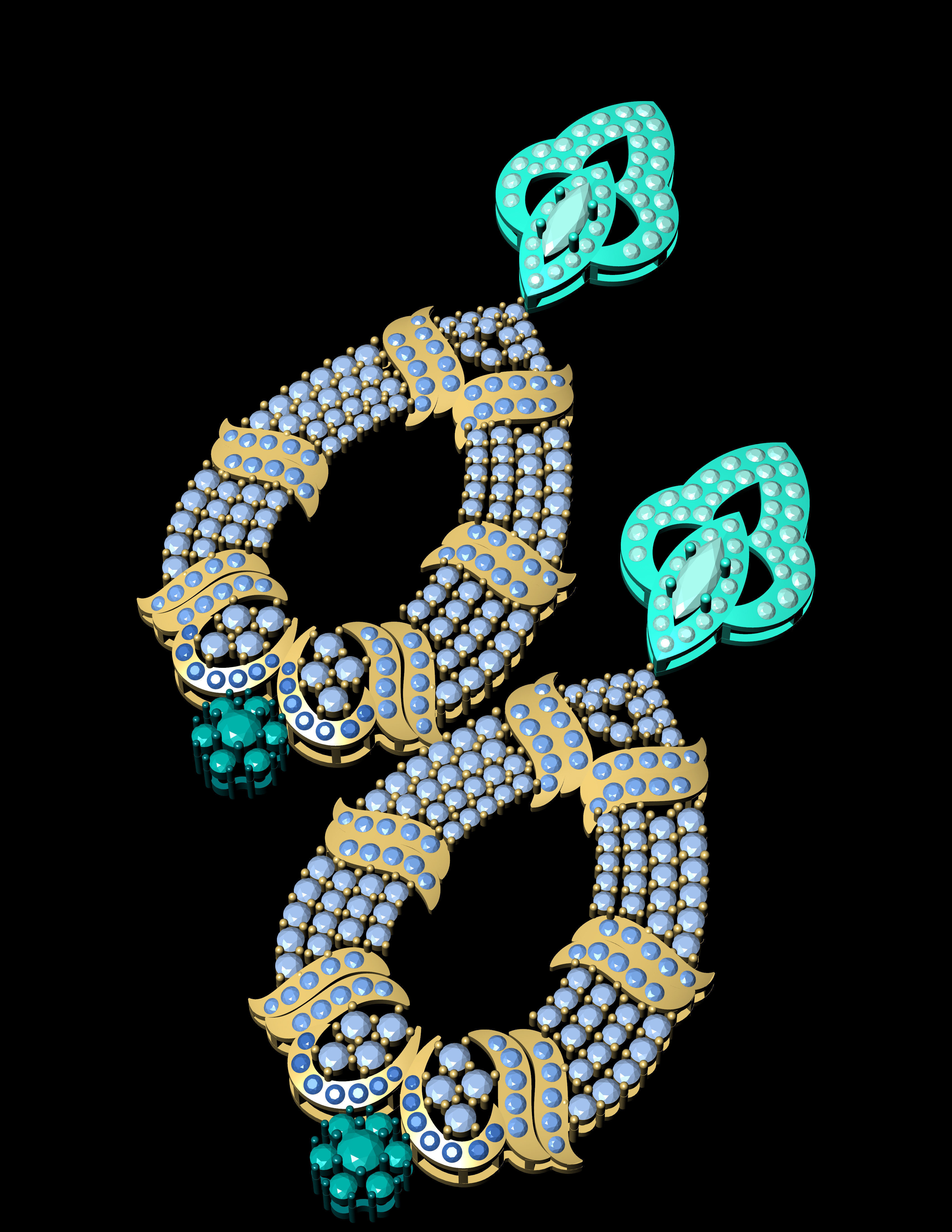 Traditional indian Earring for Women 3D print model 3D print model_4