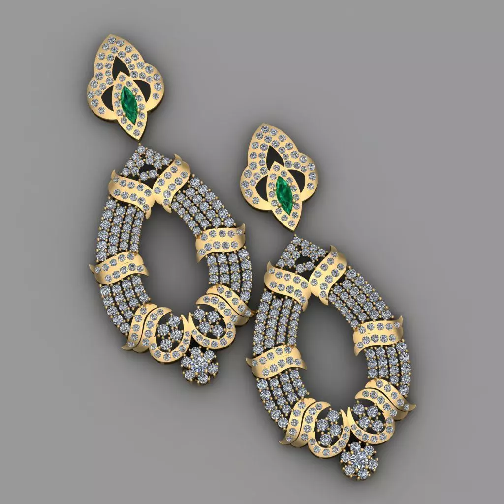 Traditional indian Earring for Women 3D print model 3D print model_0