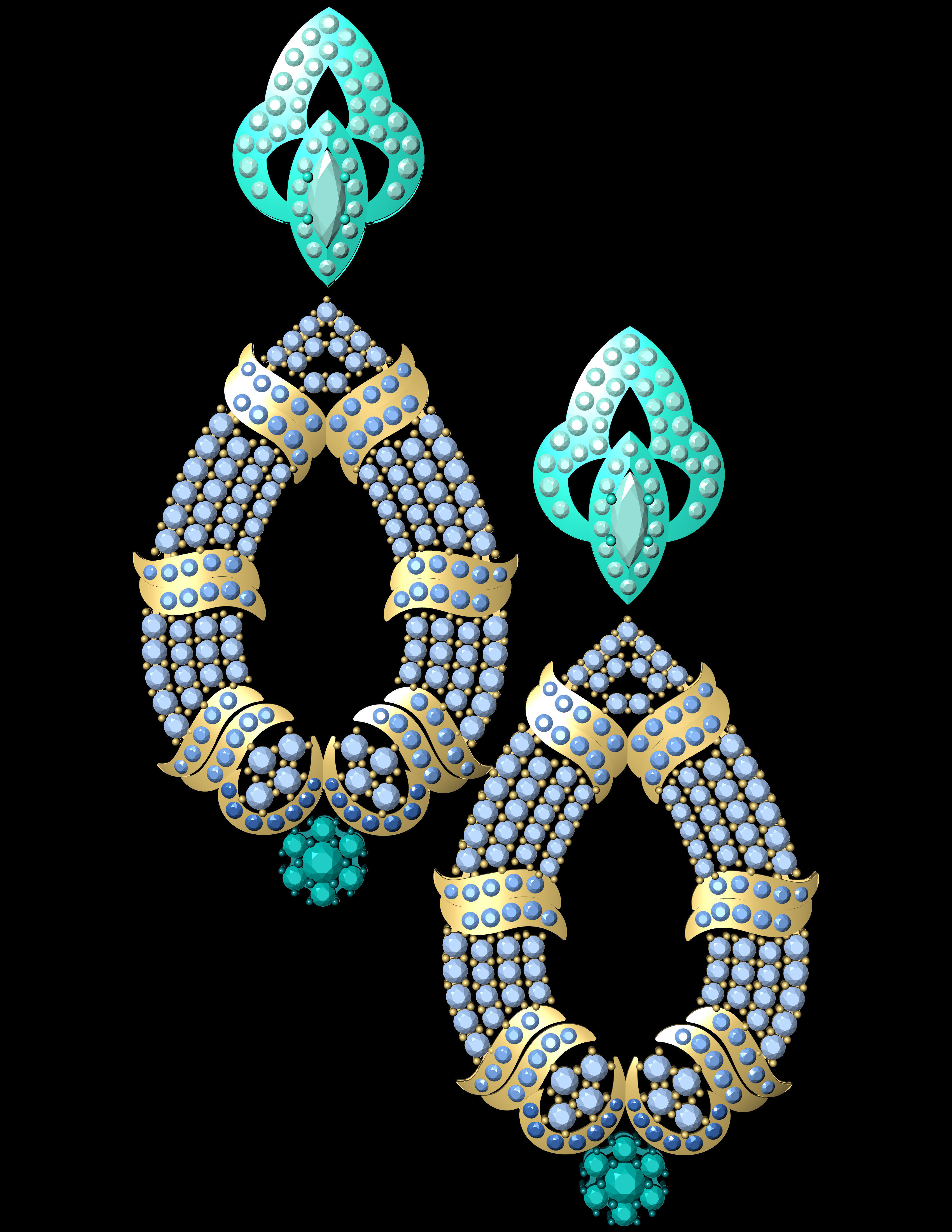 Traditional indian Earring for Women 3D print model 3D print model_5