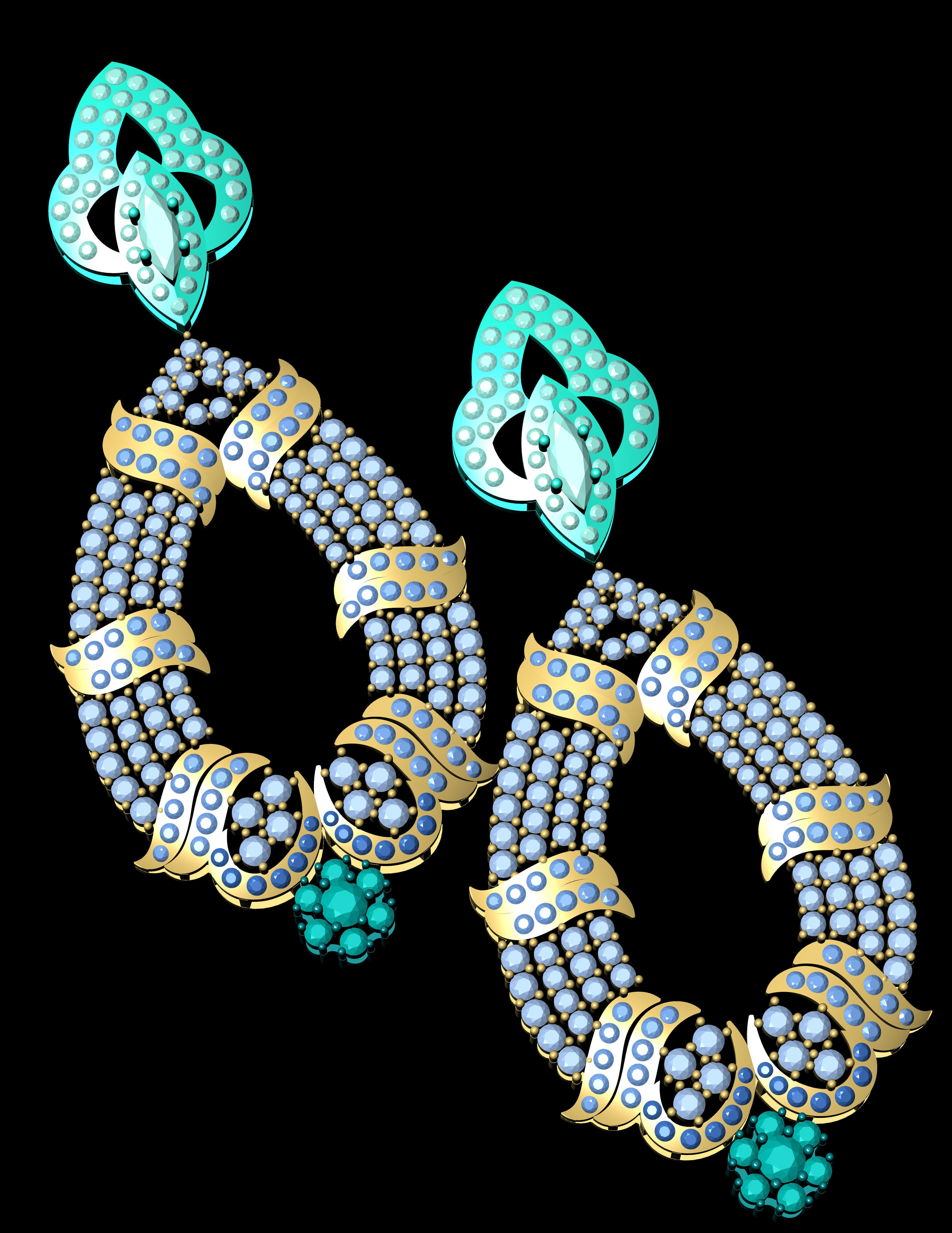 Traditional indian Earring for Women 3D print model 3D print model_3