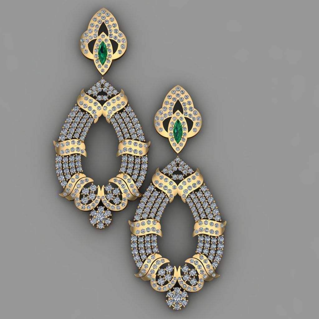 Traditional indian Earring for Women 3D print model 3D print model_1