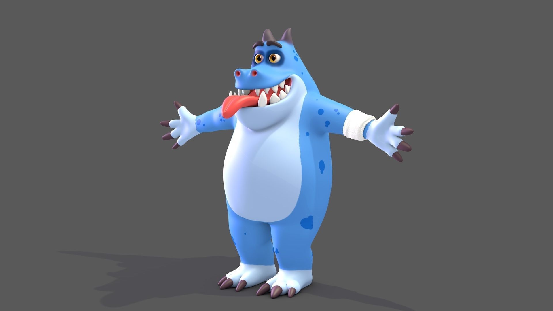 Cartoon Monster Low-poly 3D model_2