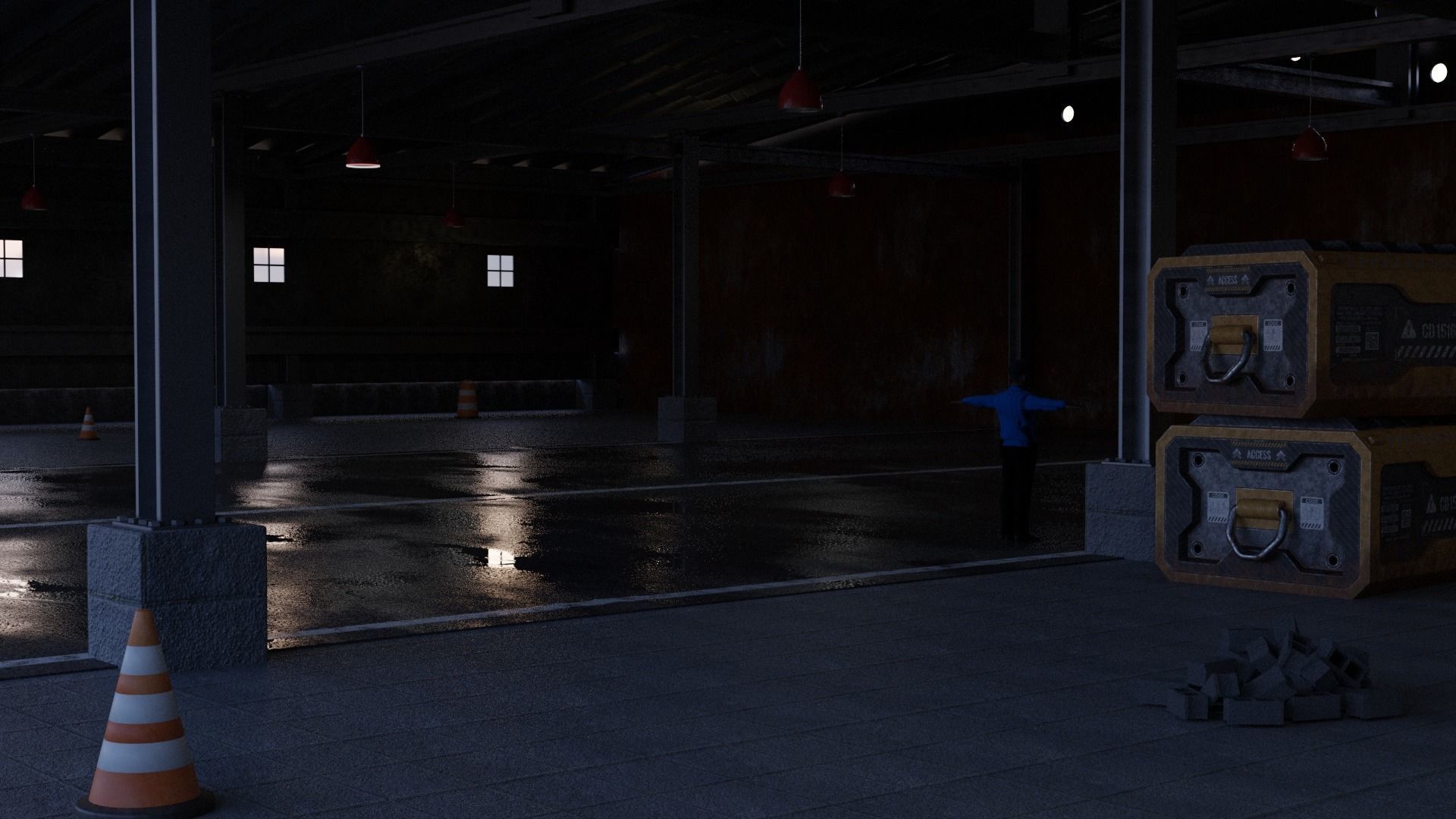 Hangar Free low-poly 3D model_1