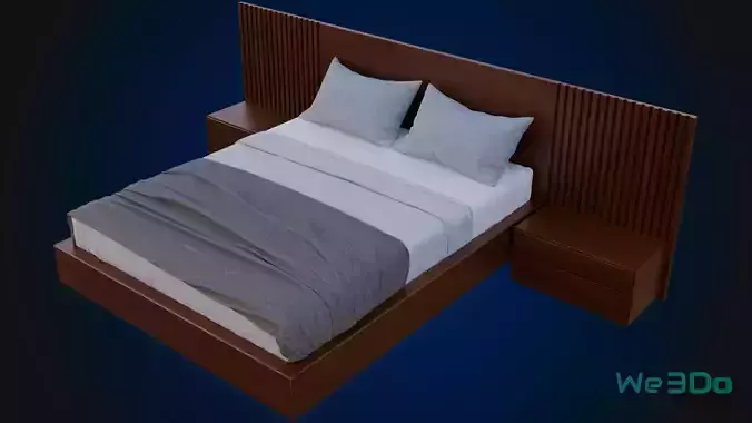 Bed Frame and Headboard Low-poly 3D model
