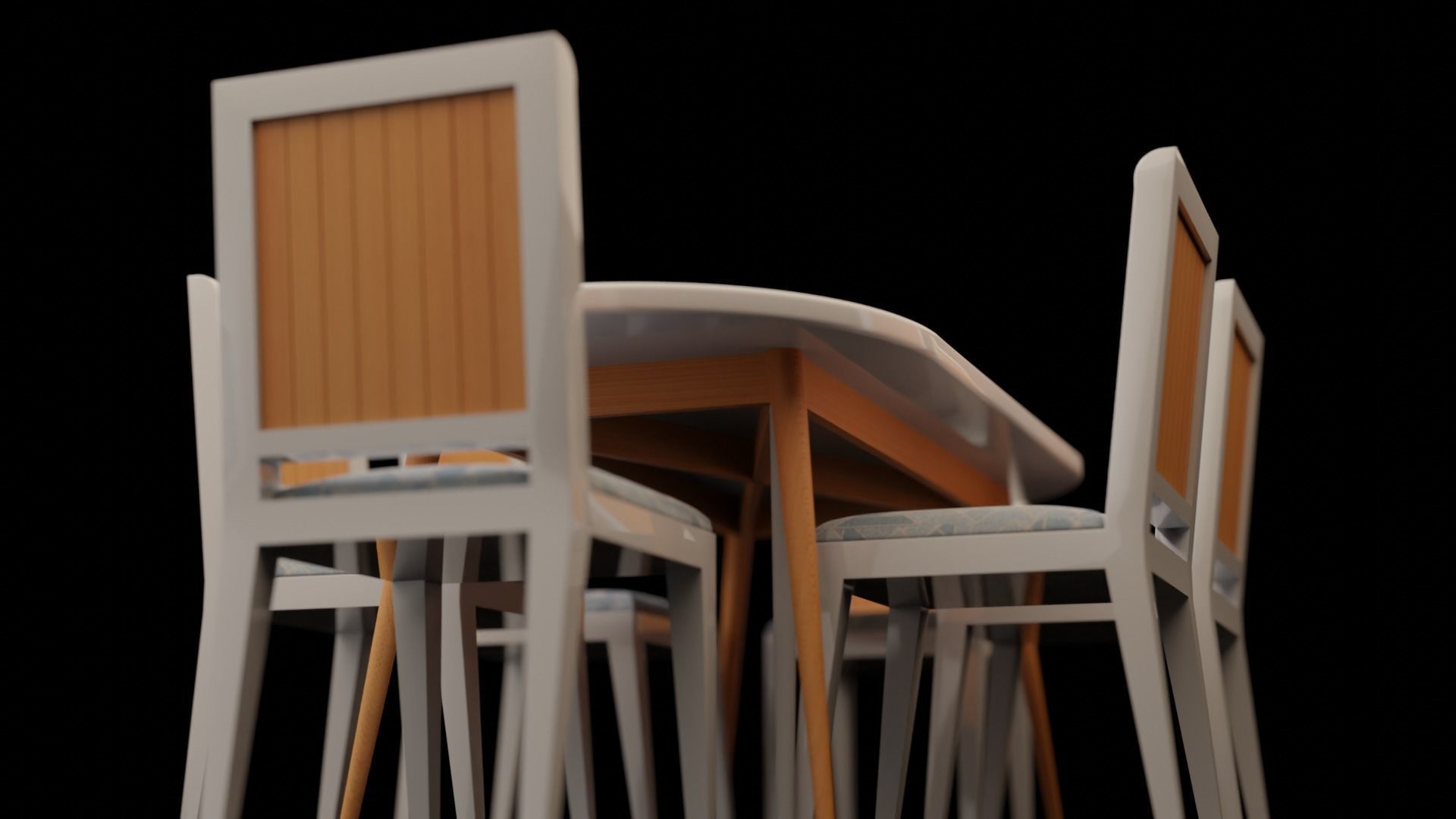 Mid-century Modern Dining Table with 4 Tapered Legs free 3D model ...
