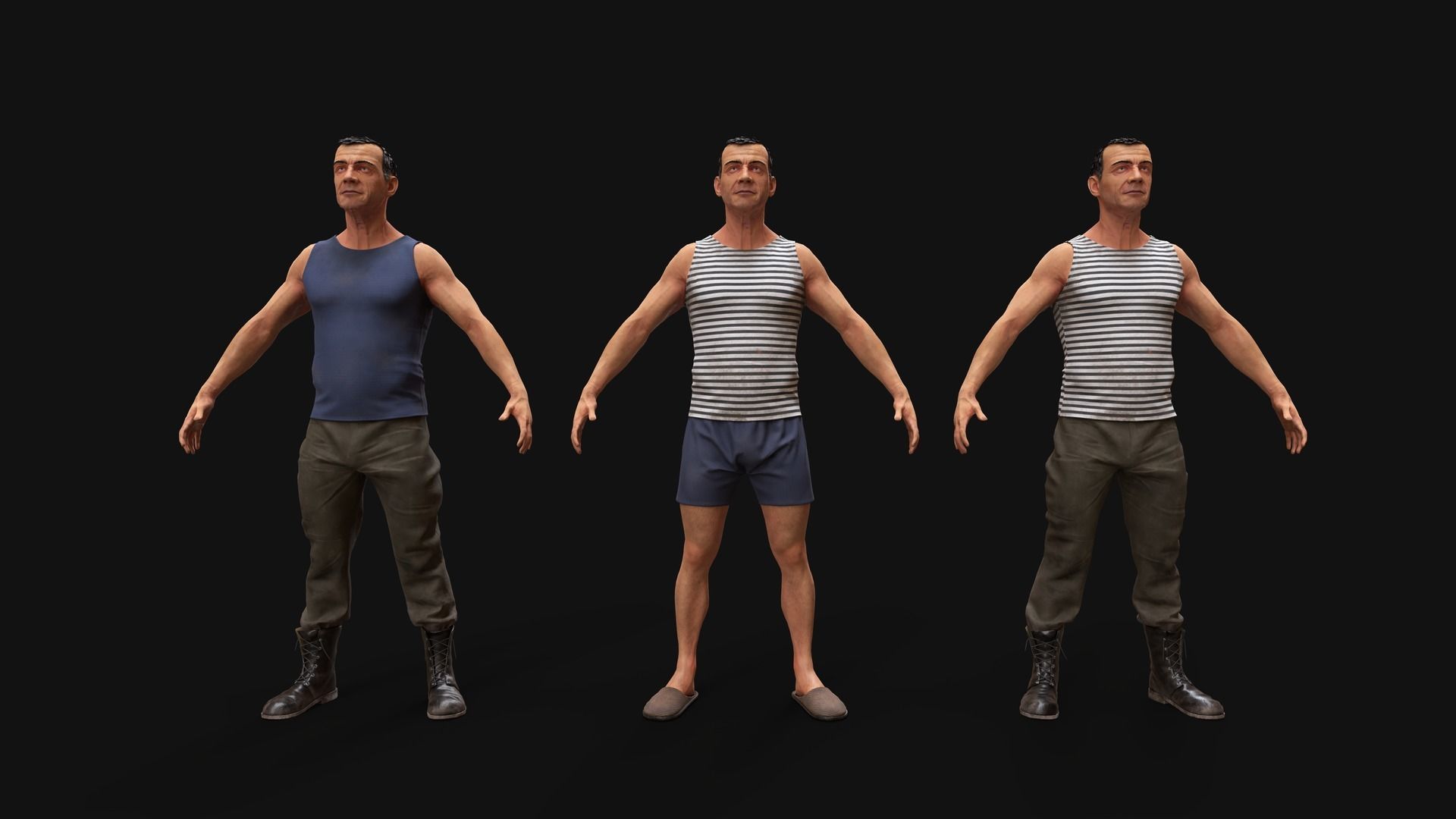 Elderly Soldier Low-poly 3D model_6