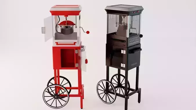 Popcorn Cart Low-poly 3D model