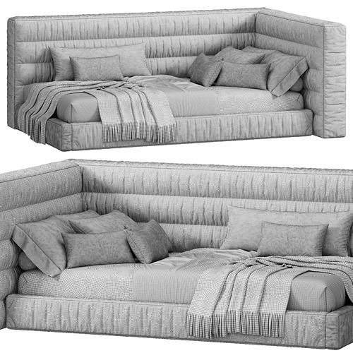 Hudson Upholstered Corner Bed by pbteen 3D model 5