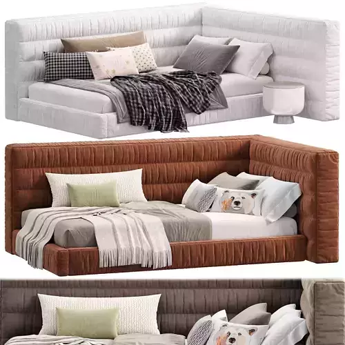 Hudson Upholstered Corner Bed by pbteen 3D model