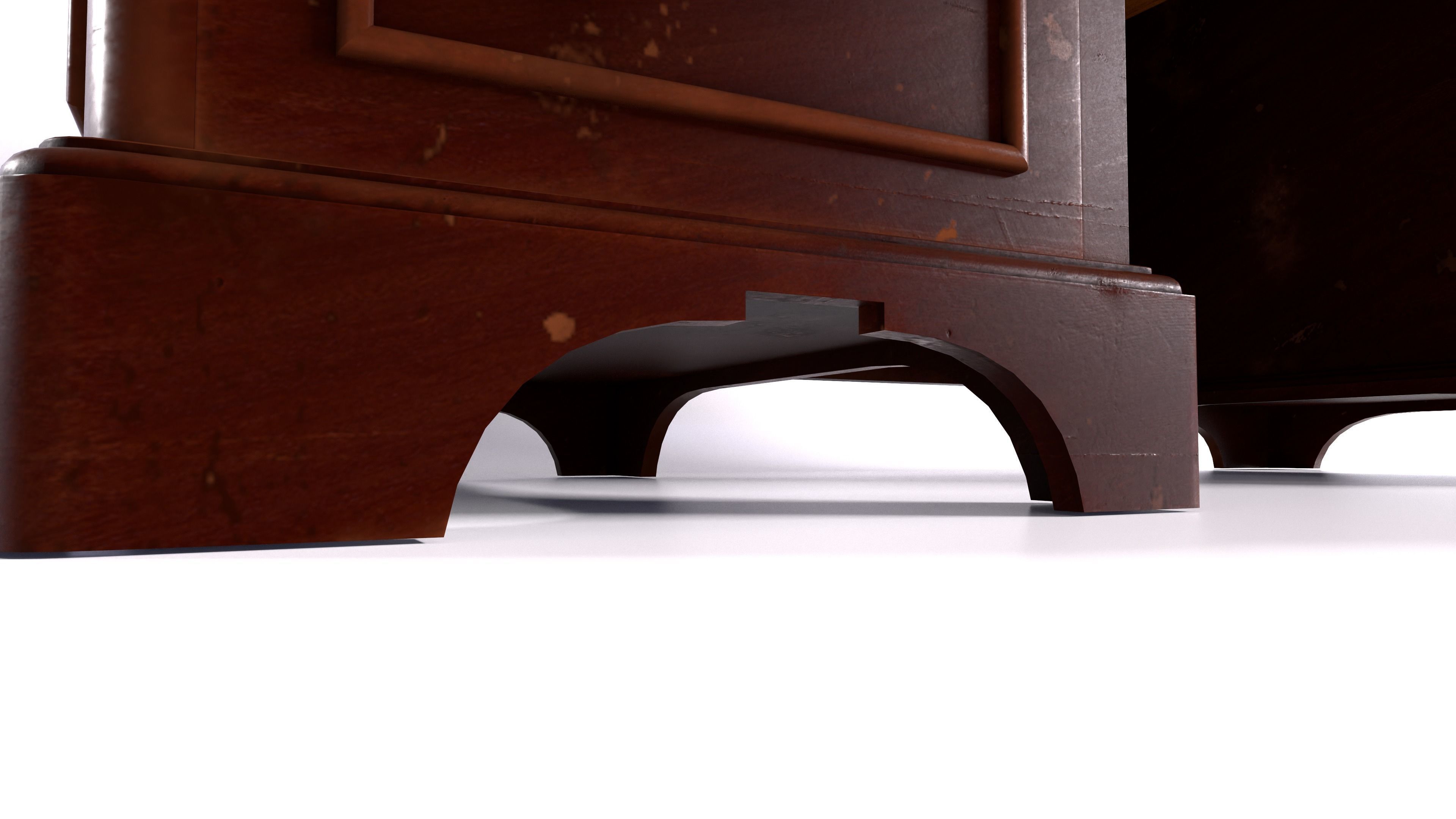 Old desk Low-poly 3D model_7