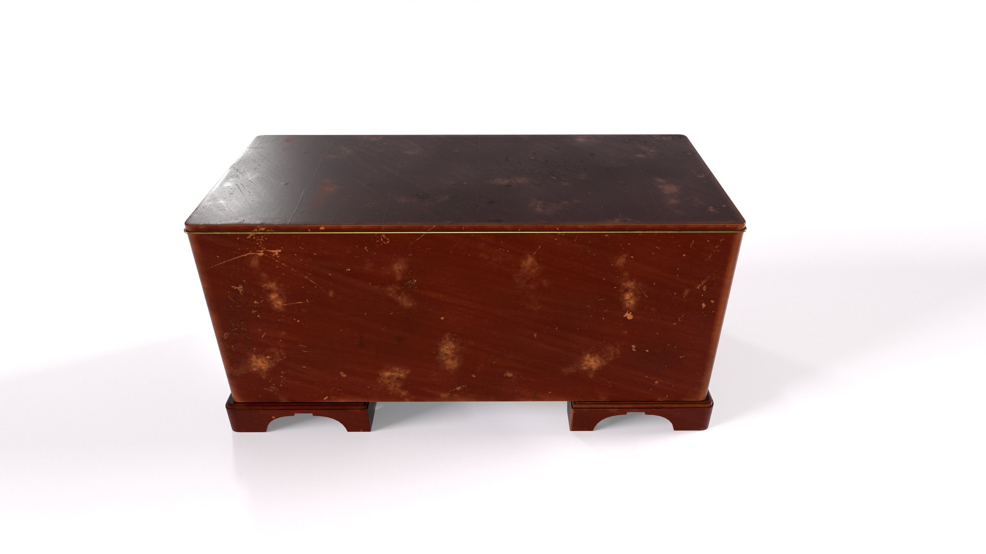 Old desk Low-poly 3D model_5