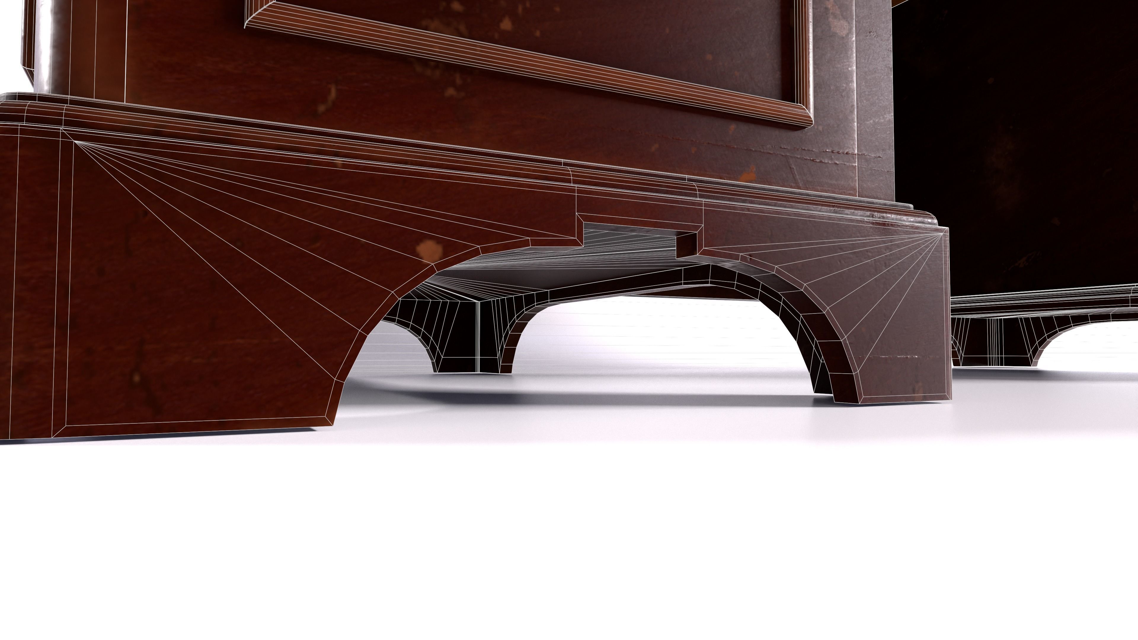 Old desk Low-poly 3D model_8