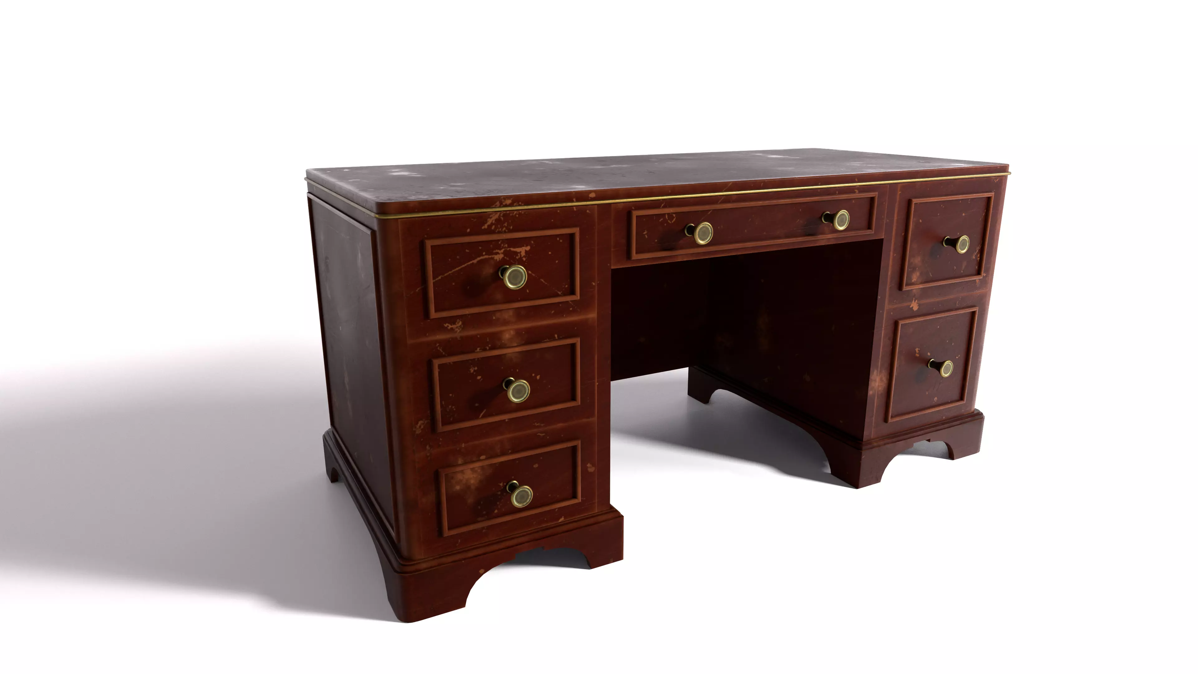 Old desk Low-poly 3D model_0