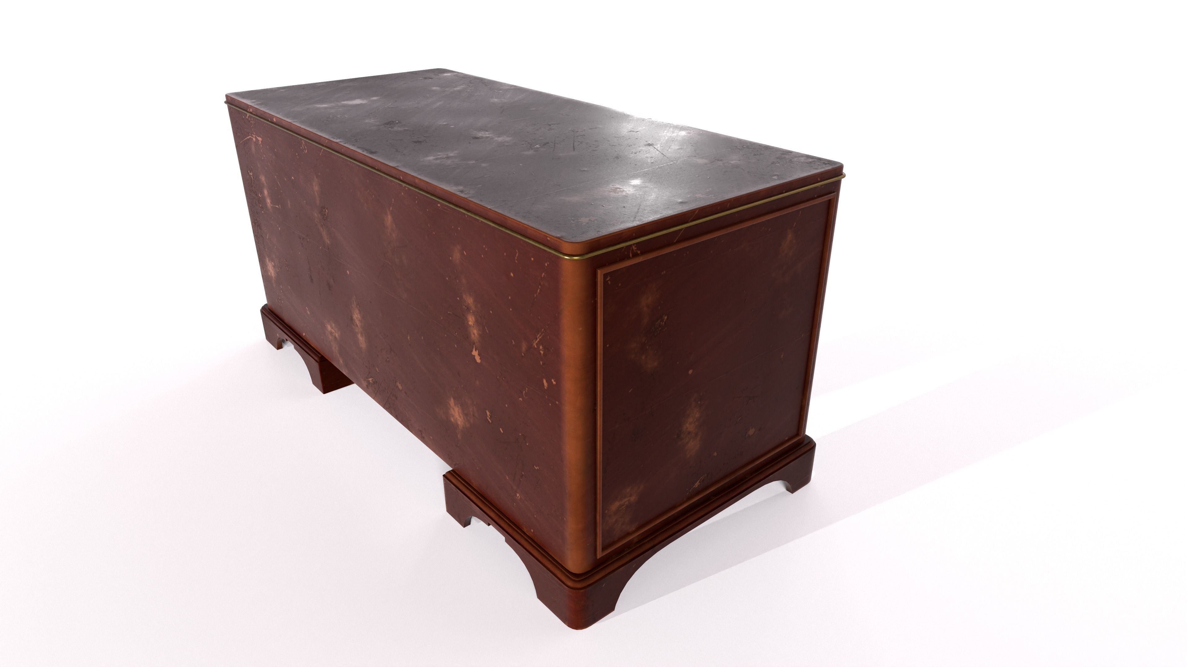 Old desk Low-poly 3D model_6