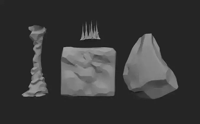Full Stylized Cave Set  Low-poly 3D model