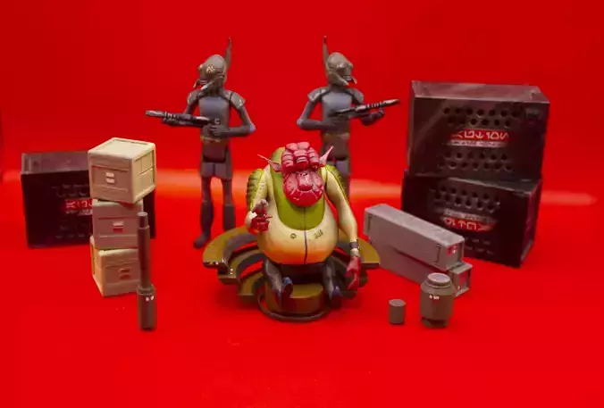 Articulated  Azmorigan and henchman  3D print model