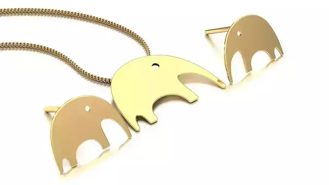 elephant pendant-earrings set