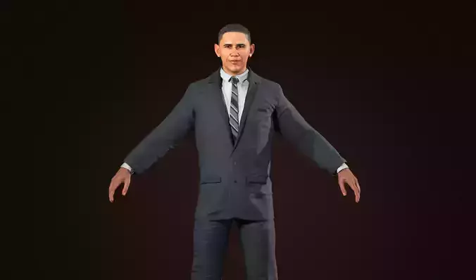 Barack Obama fully rigged and Realistic Low-poly 3D model
