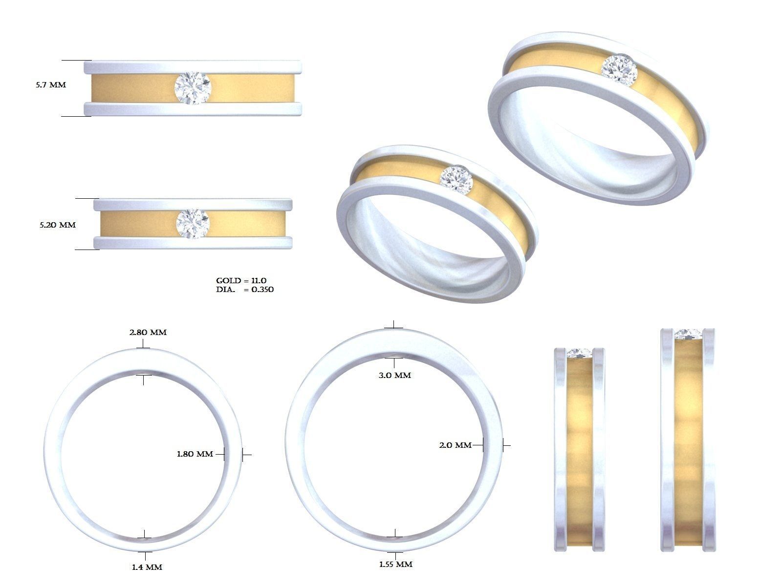 Band Ring 193 3D print model_5
