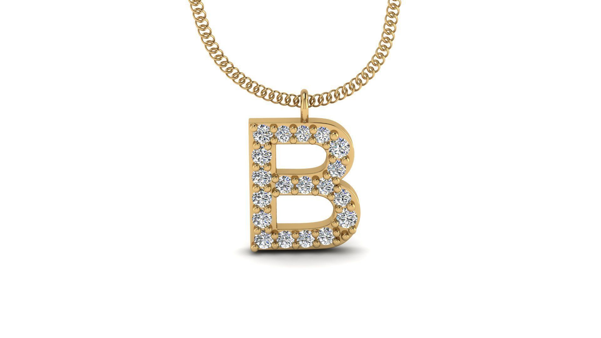 Diamond Alphabet Pendant B 3D print model_20