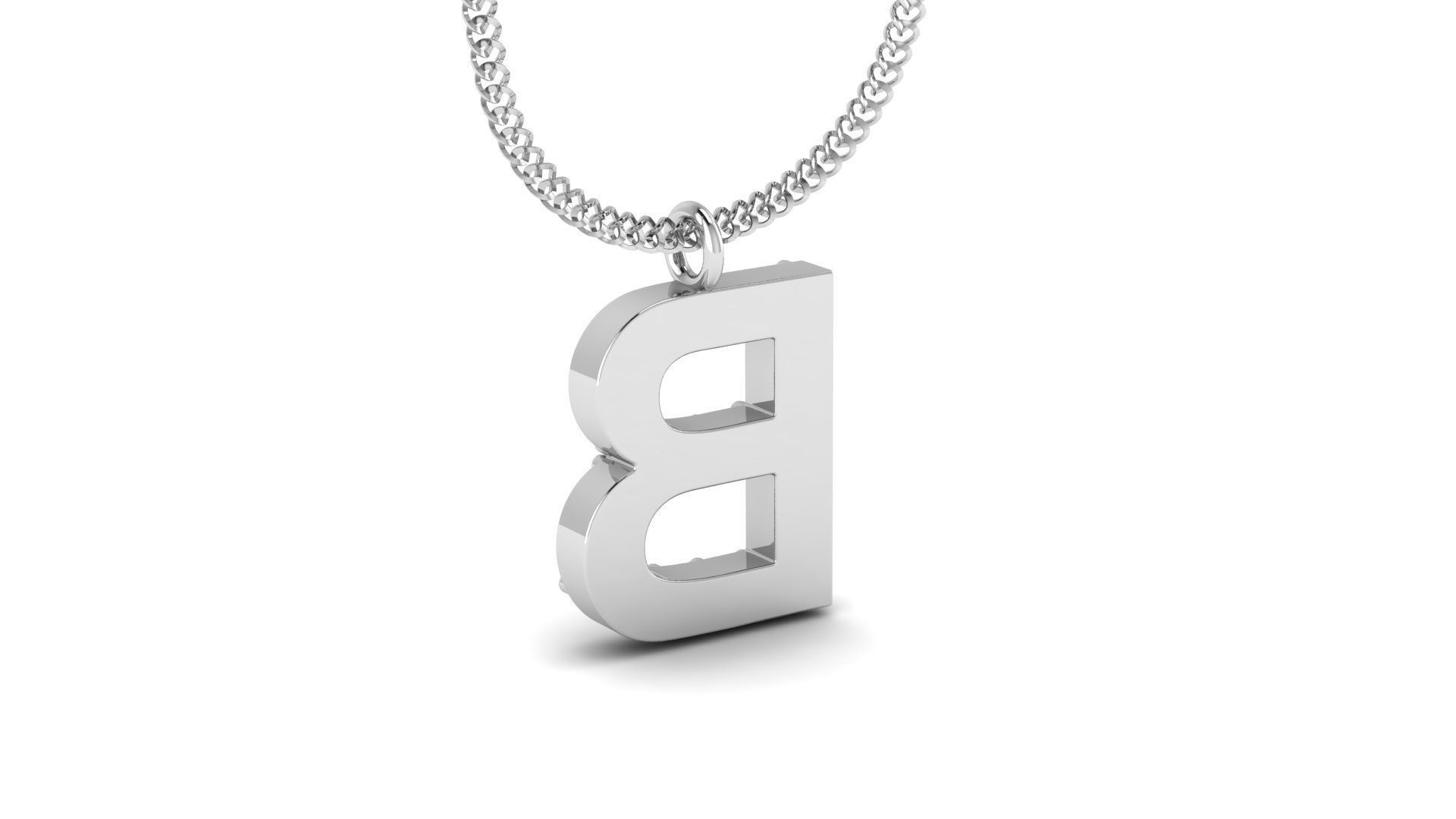 Diamond Alphabet Pendant B 3D print model_10
