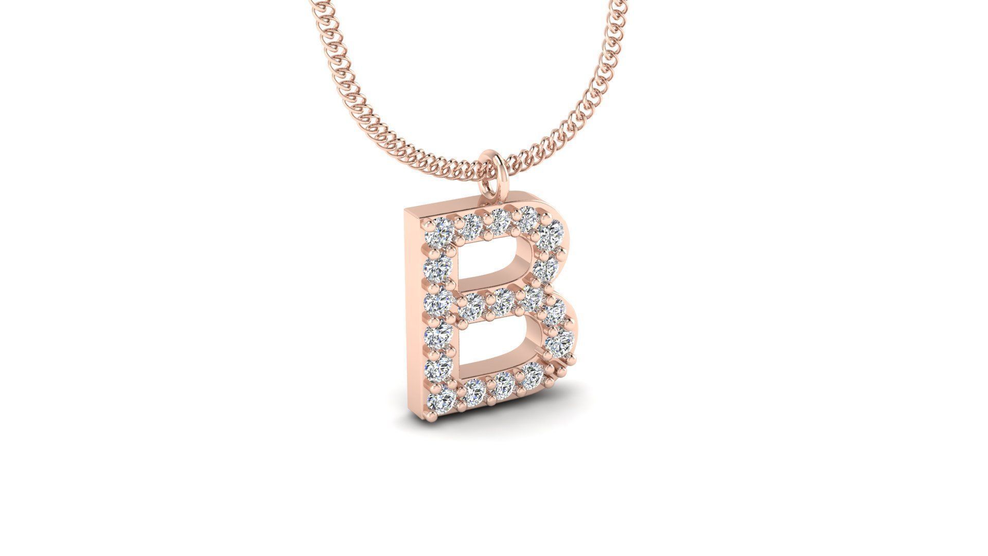 Diamond Alphabet Pendant B 3D print model_6