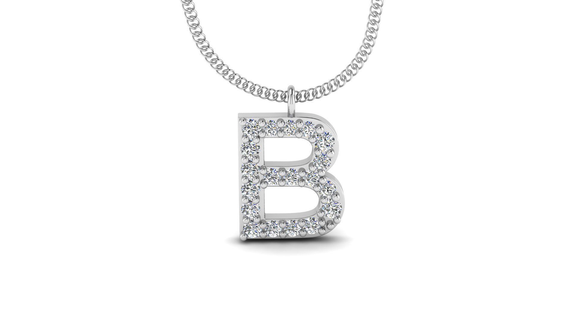 Diamond Alphabet Pendant B 3D print model_15