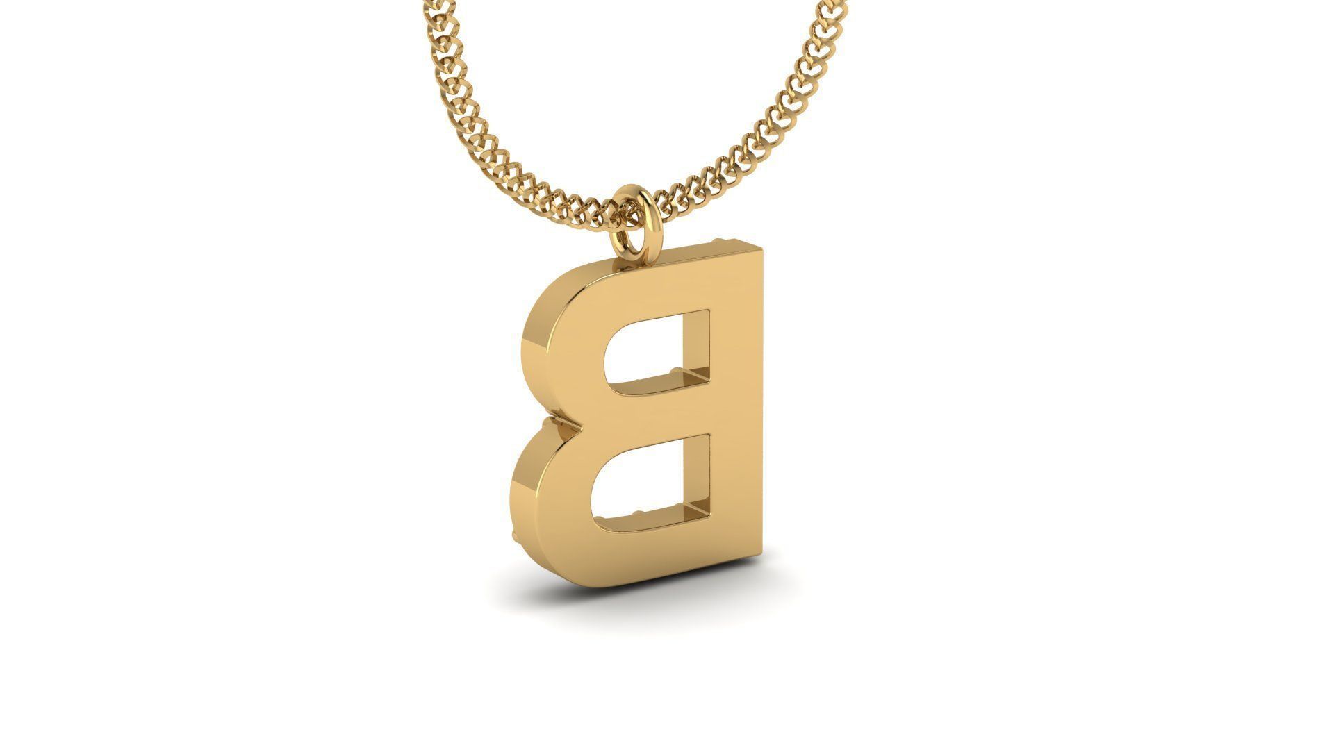 Diamond Alphabet Pendant B 3D print model_17