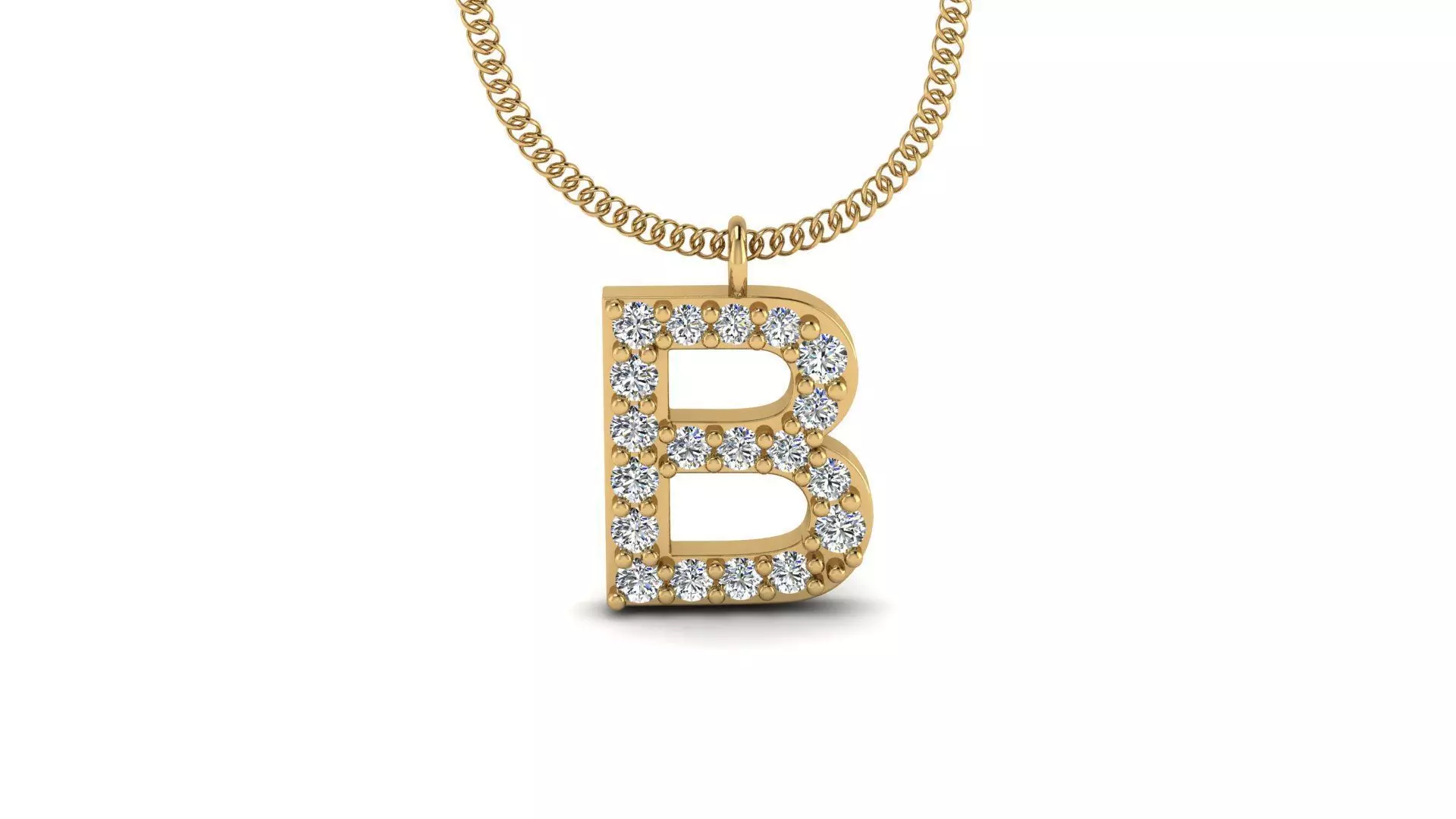 Diamond Alphabet Pendant B 3D print model_0