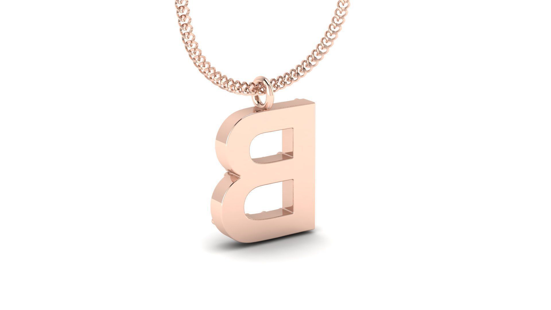 Diamond Alphabet Pendant B 3D print model_3