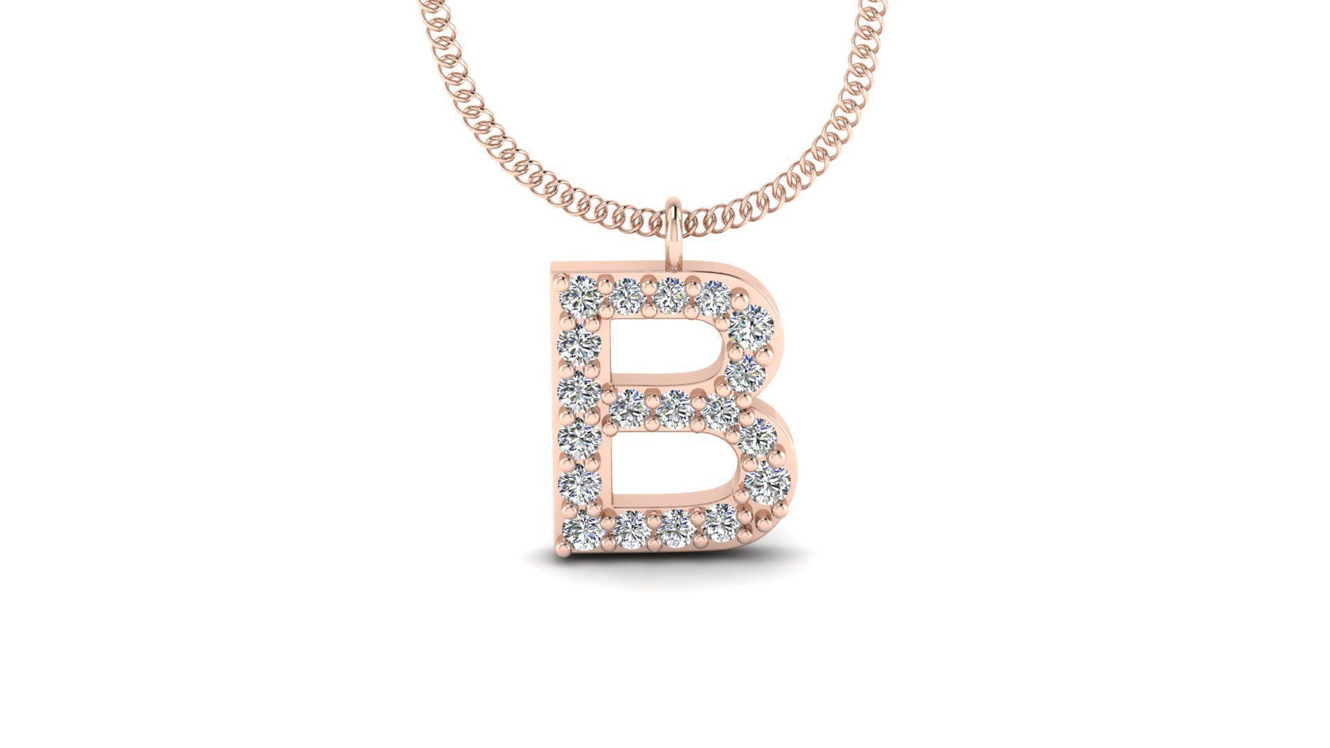 Diamond Alphabet Pendant B 3D print model_8